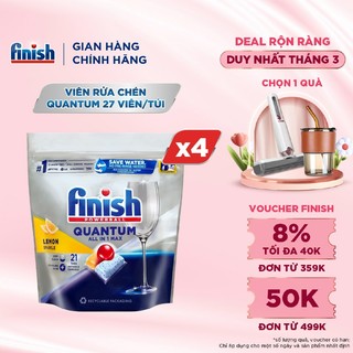Combo 4 túi Viên Rửa Chén Bát Finish Powerball Quantum 21 viên
