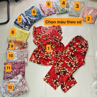 Bồ đồ mặc nhà hoa nhí lửng mặc nhà size 50-65kg chất lụa thái cao cấp