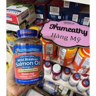 Viên Dầu Cá Hồi Omega 3 Pure Alaska Wild Salmon Oil Bổ Mắt Tăng Cường Não Bộ Hỗ Trợ Tim 1000mg 210 Viên của Mỹ