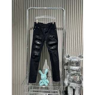  Quần Jean dài nam đen amiri đính đá 4 cúc SC   ảnh thật +video  