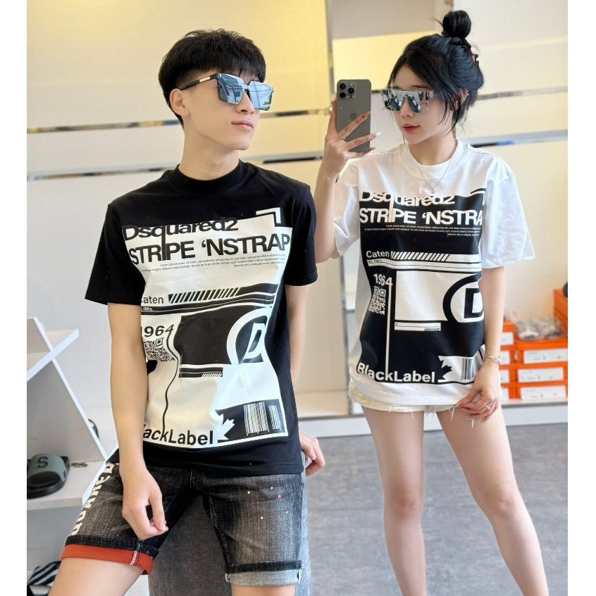 Áo Thun nam DSQ 198 Họa Tiết Hình In Nhiệt Cao Cấp Chất Liệu Cotton Co Dãn 2 Chiều Có 2 Mầu Đen Trắng Phù Hợp Cho Nam