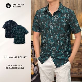 Áo Sơ Mi Cuban nam Mercury Ngắn Tay MK CLEVER Chất liệu lụa mềm mịn, thoáng mát, chống nhăn, form rộng mặc hằng ngày