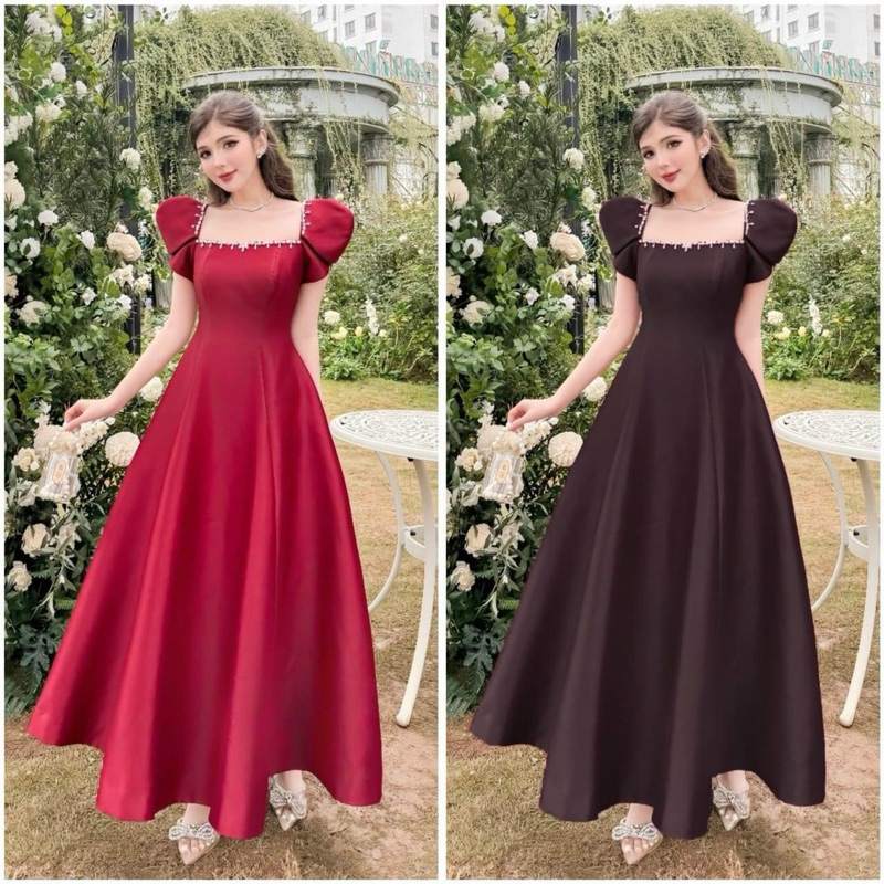 đầm xòe maxxi đính đá dự tiệc