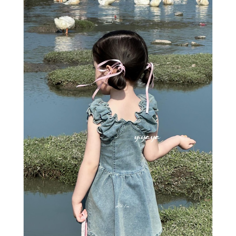 𝒀𝑰𝒀𝑨𝒀𝑨 𝑲𝑰𝑫𝑺 (Y1215) - Váy denim tay bồng búp bê