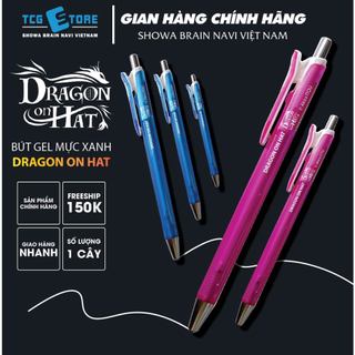 Bút bi Dragon on Hat, thân bút xanh hồng mực gel xanh đậm, kích thước 140x10mm, Wedge Holdings SL 1 cây