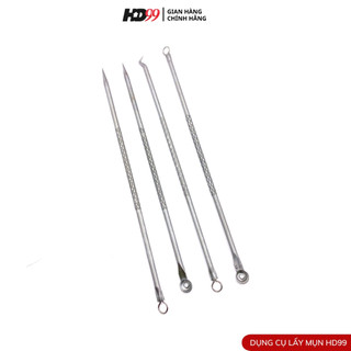 Dụng Cụ Lấy Mụn HD99, Set 4 Cây Nặn Mụn Từ Inox Không Gỉ