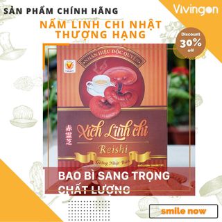 Nấm linh chi đỏ Nhật VIVINGON - Xích linh chi thượng hạng, dược liệu chất cao -  Hộp cao cấp 500gram nguyên tai, cắt lát
