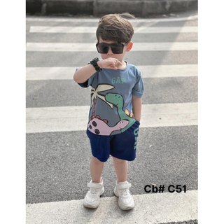 Bộ cotton khung long cho bé trai mặc thoải mái
