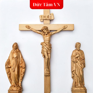 Bộ Tượng Gỗ Thơm Để Bàn, Bàn Thờ Công Giáo + (Tặng Vòng Tay Mân Côi)