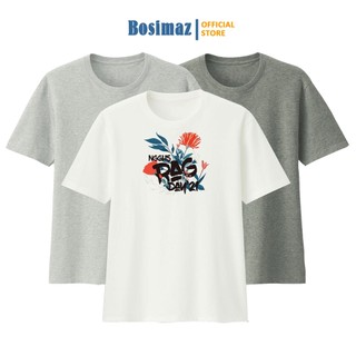 Áo thun Unisex Bosimaz TS114 cổ tròn tay lỡ phom rộng in hình hoa, thun POLY, vải đẹp dày, thoáng mát không xù lông.
