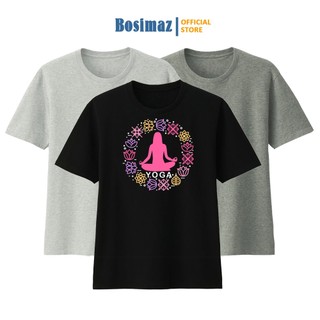 Áo thun Unisex Bosimaz TS115 cổ tròn tay lỡ phom rộng in hình Yoga, thun POLY, vải đẹp dày, thoáng mát không xù lông.