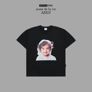 Áo Thun ADLV Baby Face Wave Hair Dáng Oversized Màu Đen - Hàng chính hãng