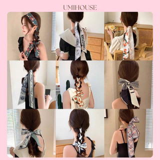 Khăn quàng cổ turban, buộc tóc thắt nơ vải lụa dài, khăn buộc túi đa năng Umihouse