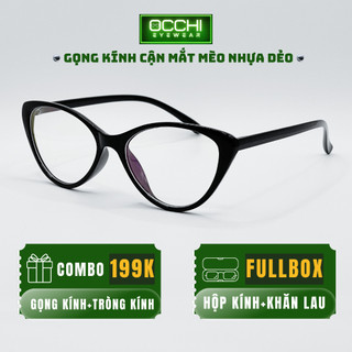 Gọng kính cận nữ nhựa dẻo Hàn Quốc mắt mèo cao cấp