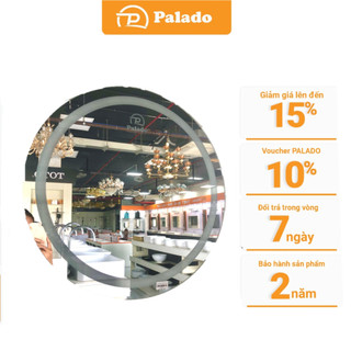 Gương tròn treo tường chính hãng Palado mã PLD002 trang trí phòng tắm có thiết kế nút cảm ứng đèn led phun cát trong P26