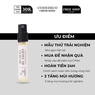 Tinh dầu nước hoa codedeco so sexy by night gợi cảm, ngọt ngào vial 2.5ml
