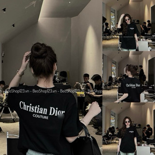 Áo phông poly chữ Christian_Dior hai màu đen trắng phom rộng đủ size, áo phông đôi nam nữ chất poly đẹp thoải mái