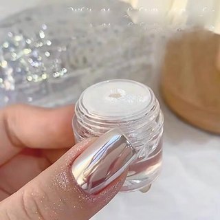 Tráng gương trắng ngọc trai ánh bạc, tráng gương nail trang trí móng