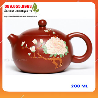 Ấm trà Tử Sa Mẫu Đơn Sơn Tuyết (cao cấp) -ấm tử sa nghi hưng dùng trà đạo cùng trà ô long, trà xanh