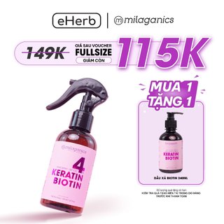  Xịt dưỡng tóc Biotin & Keratin hỗ trợ phục hồi tóc, tác động kép tăng cường mọc tóc MILAGANICS 150ml