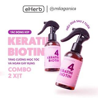 Combo 2 nước dưỡng tóc tinh chất keratin & biotin 4% kích mọc tóc, phục hồi hư tổn MILAGANICS 150ml (chai)