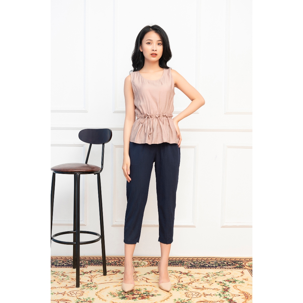 Quần baggy vải đũi xước Vicci QD.001 màu Xanh đen (Tím than)