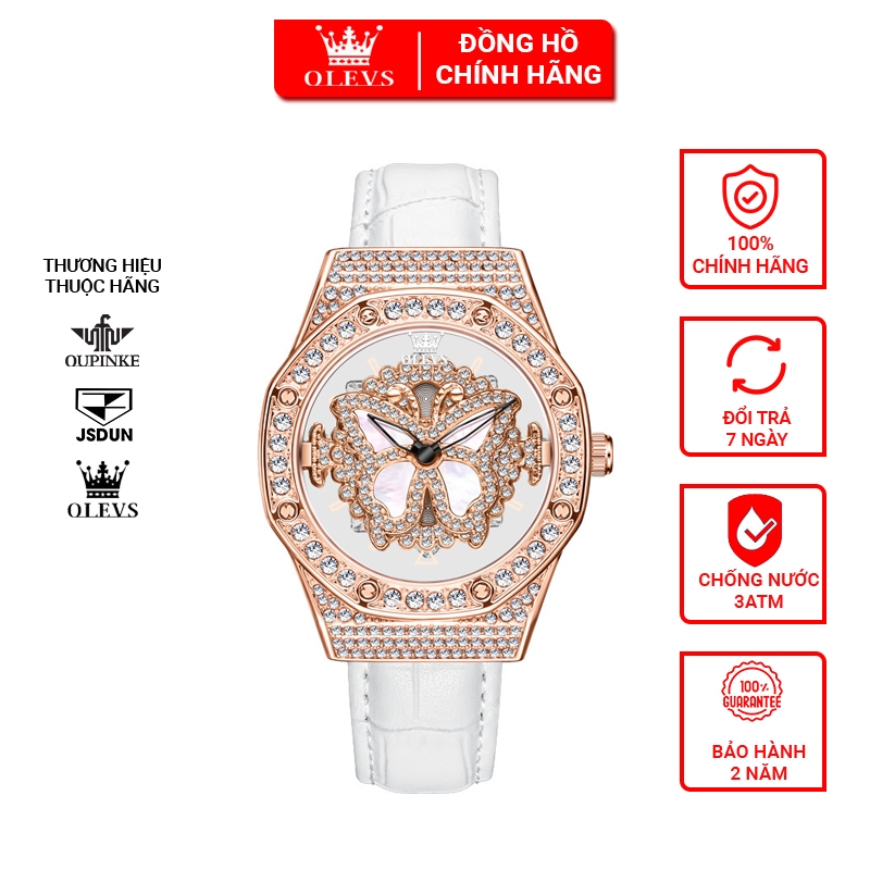Đồng hồ nữ Olevs mặt cánh bướm đính đá cao cấp,Đồng hồ đeo tay nữ chính hãng chống nước,Đồng hồ nữ đ