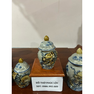 Hũ Chóe đựng Nước - Muối - Gạo men rạn Nổi họa tiết Rồng