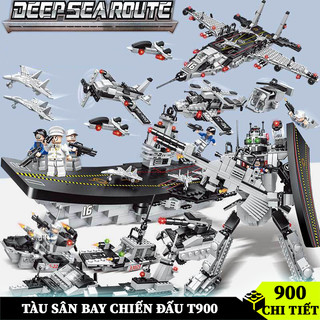 Đồ chơi lắp ráp Tàu Chiến hạm sân bay T900, lắp ghép rô bốt Máy Bay Tàu Sân Bay 900 Chi Tết đồ chơi cho bé trai nhựa ABS