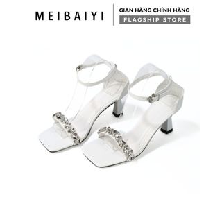 Giày Sandal Ninshoes 6P đế bầu mũi vuông quai cài hông tag dây đá to Siêu Đẹp