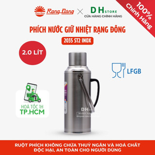 Phích nước Inox Rạng Đông 2 lít RD-2035 ST2 bình thuỷ inox giữ nhiệt - Hàng chính hãng