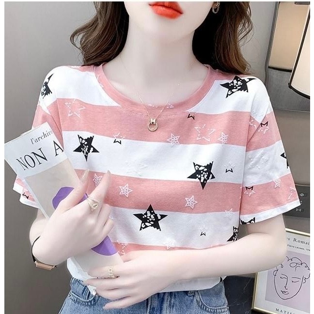 Áo Phông Nữ In Họa Tiết Nhiều Màu Chất Liệu Cotton Mặc Nhẹ Mát Thoáng Khí | BigBuy360 - bigbuy360.vn