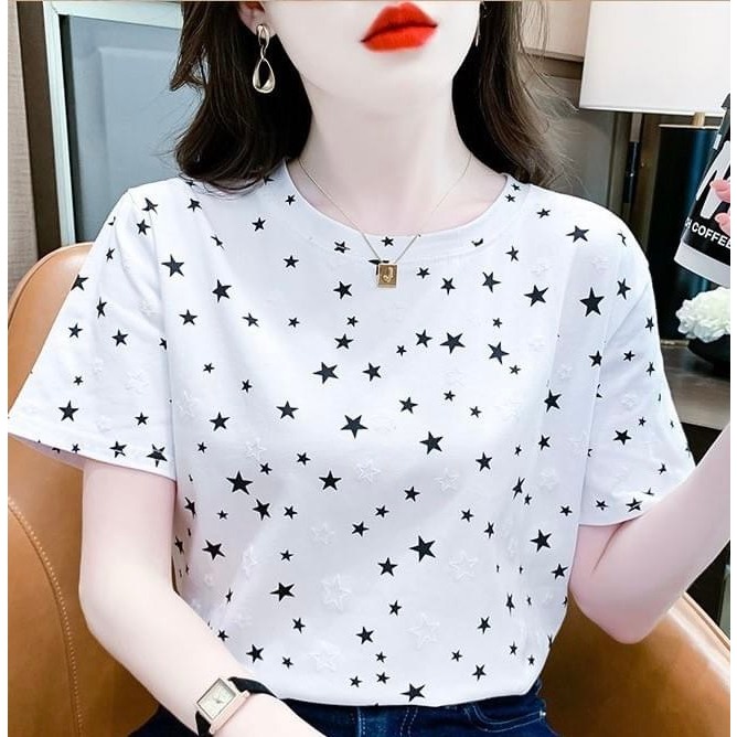 Áo Phông Nữ In Họa Tiết Nhiều Màu Chất Liệu Cotton Mặc Nhẹ Mát Thoáng Khí | BigBuy360 - bigbuy360.vn