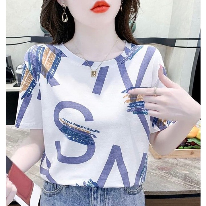 Áo Phông Nữ In Họa Tiết Nhiều Màu Chất Liệu Cotton Mặc Nhẹ Mát Thoáng Khí | BigBuy360 - bigbuy360.vn