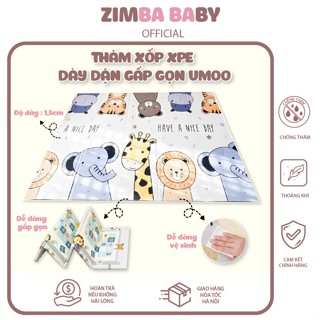 Thảm Xốp Gấp Gọn XPE chính hãng UMOO Mẫu Mới 2025 cho bé tập bò nằm chơi Zimbababy