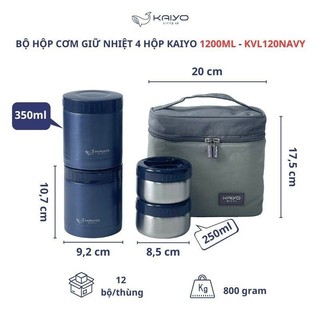 Bộ hộp cơm giữ nhiệt kaiyo 4 hộp. chính hãng