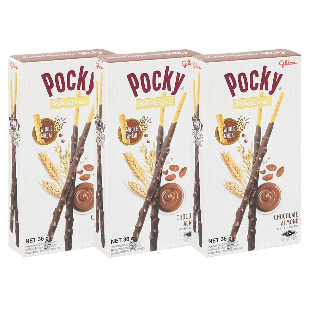 Combo 3 hộp bánh que Glico Pocky vị socola hạnh nhân