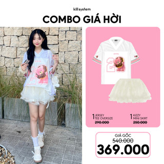  Mua 1 Áo 20 Donut Jersey thể thao Hồng Silly Love + 1 Chân váy trắng kem Kizzy Kill System