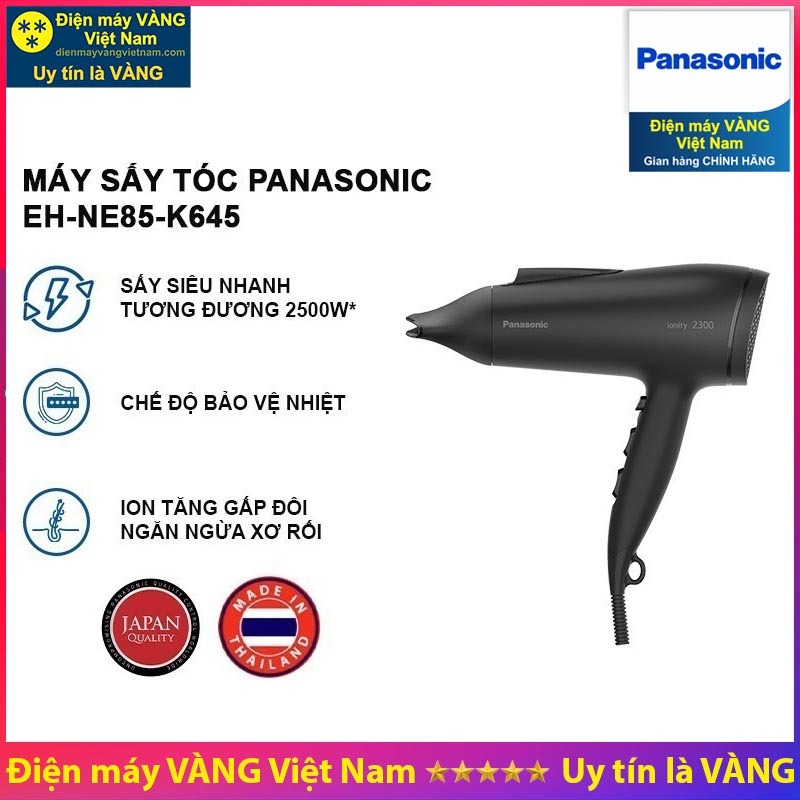 Máy sấy tóc ionity Panasonic EH-NE85-K645 bảo vệ tóc - Sấy siêu nhanh 2300W, hiệu suất sấy tương đương 2500W