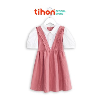 Váy bé gái TIHON phối cổ sơ mi cực xinh chất liệu mềm mại thân thiện cho trẻ từ 3 đến 12 tuổi VT0750146
