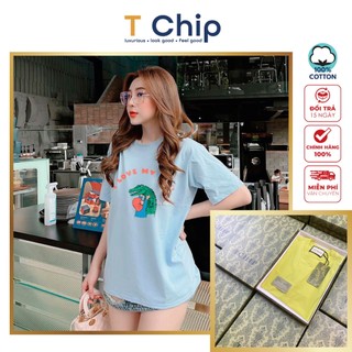 (Full Box) Áo thun tay lỡ form rộng TChip Mã H441 - Áo thun nam nữ cổ tròn unisex nhiều màu lựa chọn Oversize in hình