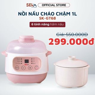 Nồi nấu cháo chậm SEKA 1L GT68 6 chức năng kèm xửng hấp thiết kế hiện đại, đa năng bảo hành 12 tháng