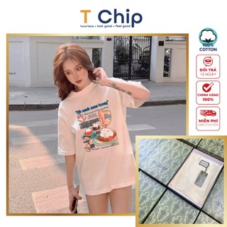 (Full Box) Áo thun tay lỡ form rộng TChip Mã H442 - Áo thun nam nữ cổ tròn unisex nhiều màu lựa chọn Oversize in hình