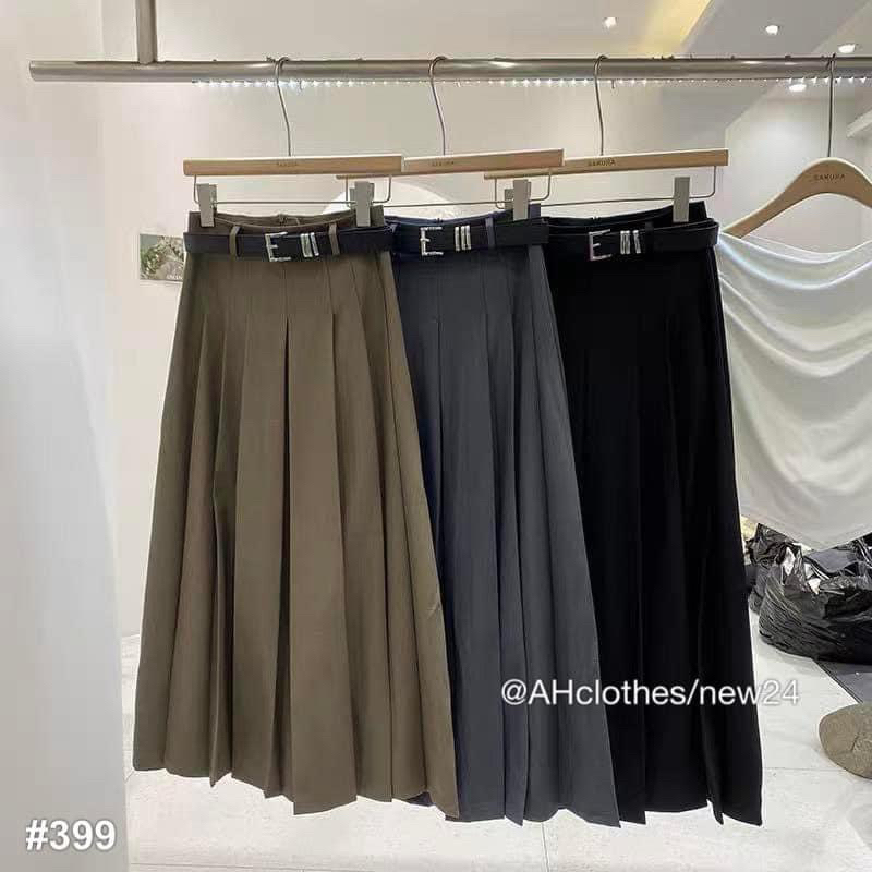 chân váy đen xếp ly dài