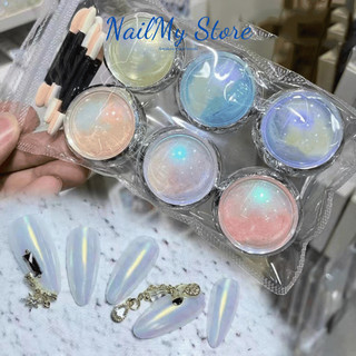 Bột tráng gương dạ quang làm nail, tráng gương móng