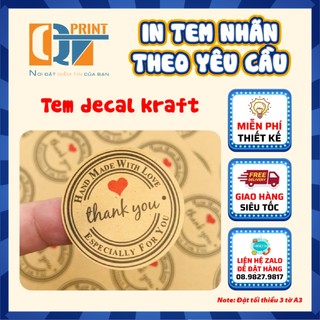In tem nhãn giấy, decal kraft thiết kế theo yêu cầu giá siêu rẻ