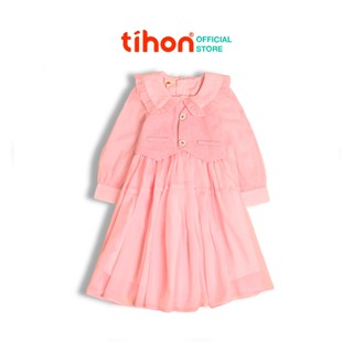 Váy cho bé gái dáng xòe tihon tơ phối dạ text cách điệu vt0750494