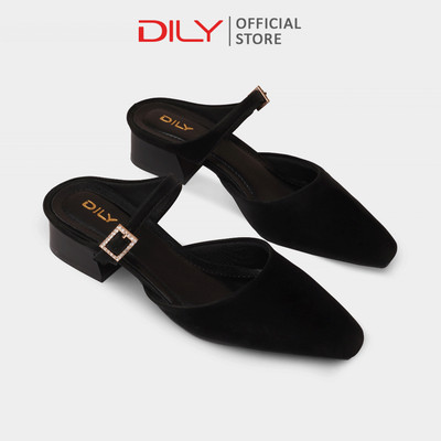 Guốc sục nữ DILY mũi vuông thanh lịch, dép guốc sục quai gắn khóa sang trọng cao 3.5cm AA0499