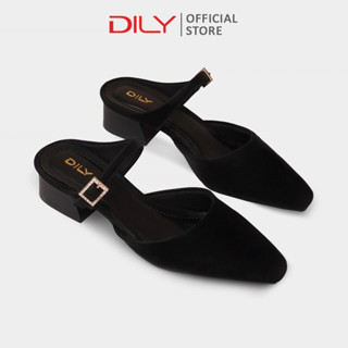  Guốc sục nữ DILY mũi vuông thanh lịch dép guốc sục quai gắn khóa sang trọng cao 3.5cm AA0499 