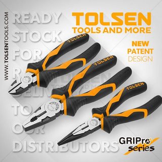 Kìm đa năng công nghiệp 6" - 7" - 8" TOLSEN thép Crv đen Mạ niken  chống gỉ, tay cầm bằng nhựa hai màu
